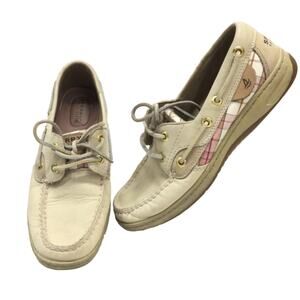 Sperry Top Sider Cream Pink Loafer Boat Shoe 6.5